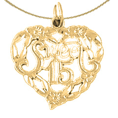 Anhänger „Sweet 15“ aus Sterlingsilber (rhodiniert oder gelbvergoldet)