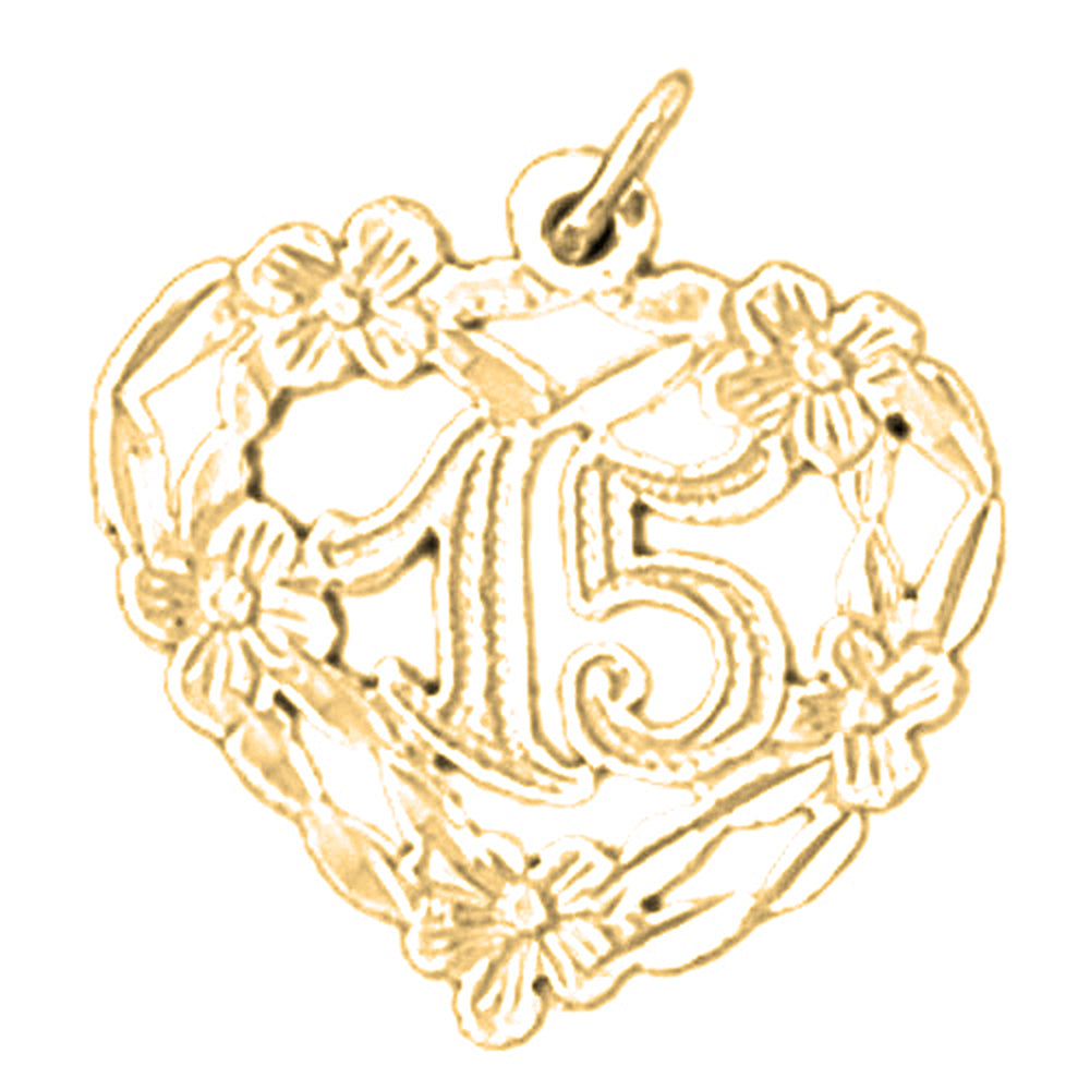 Yellow Gold-plated Silver Sweet 15 Pendant
