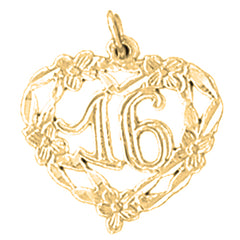 Yellow Gold-plated Silver Sweet 16 Pendant