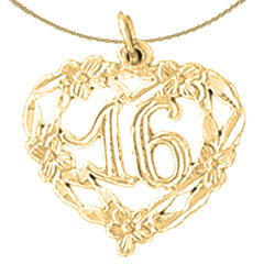 Anhänger „Sweet 16“ aus Sterlingsilber (rhodiniert oder gelbvergoldet)