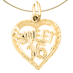 Sterling Silver Sweet 16 Pendant (Rhodium or Yellow Gold-plated)