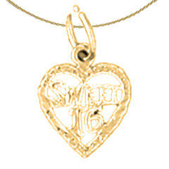 Sterling Silver Sweet 16 Pendant (Rhodium or Yellow Gold-plated)