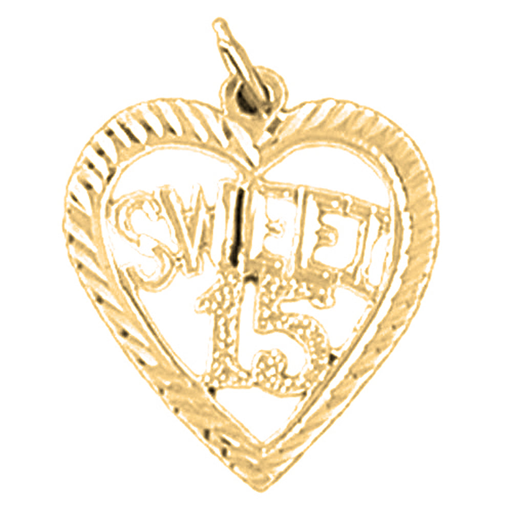 Yellow Gold-plated Silver Sweet 15 Pendant