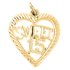 Yellow Gold-plated Silver Sweet 15 Pendant