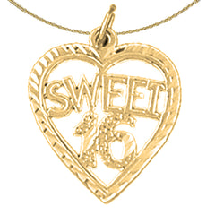 Sterling Silver Sweet 16 Pendant (Rhodium or Yellow Gold-plated)