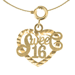 Sterling Silver Sweet 16 Pendant (Rhodium or Yellow Gold-plated)