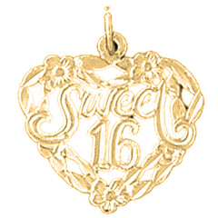 Yellow Gold-plated Silver Sweet 16 Pendant