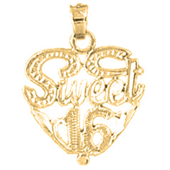 Yellow Gold-plated Silver Sweet 16 Pendant