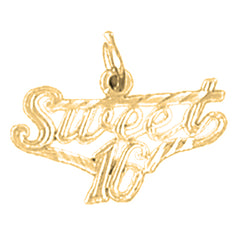 Yellow Gold-plated Silver Sweet 16 Pendant