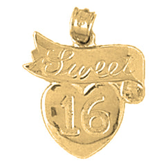 Yellow Gold-plated Silver Sweet 16 Pendant