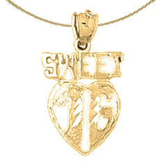Sterling Silver Sweet 16 Pendant (Rhodium or Yellow Gold-plated)