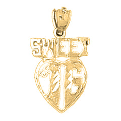 Yellow Gold-plated Silver Sweet 16 Pendant