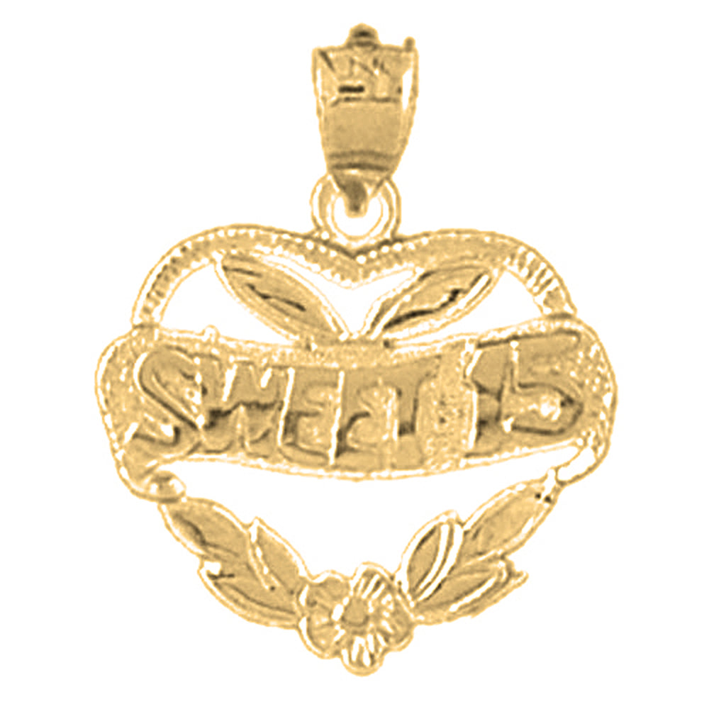 Yellow Gold-plated Silver Sweet 15 Pendant