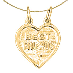 Colgante de plata de ley con diseño de mejores amigos en forma de corazón (bañado en rodio o oro amarillo)