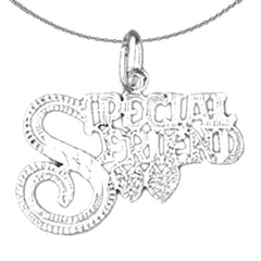 Colgante de plata de ley para amigo especial (bañado en rodio o oro amarillo)