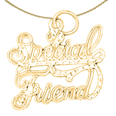 Sterling Silver Special Friend Pendant (Rhodium or Yellow Gold-plated)