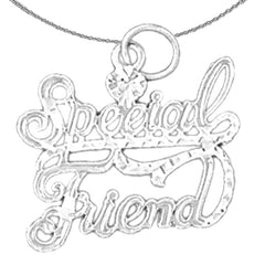 Sterling Silver Special Friend Pendant (Rhodium or Yellow Gold-plated)