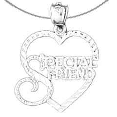 Colgante de plata de ley para amigo especial (bañado en rodio o oro amarillo)