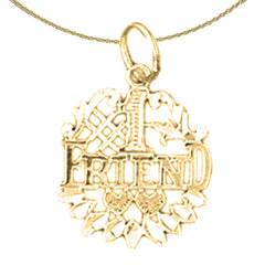 Sterling Silver #1 Friend Pendant (Rhodium or Yellow Gold-plated)