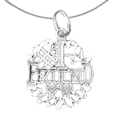 Sterling Silver #1 Friend Pendant (Rhodium or Yellow Gold-plated)