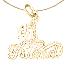 Sterling Silver #1 Friend Pendant (Rhodium or Yellow Gold-plated)