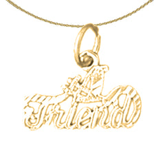 Sterling Silver #1 Friend Pendant (Rhodium or Yellow Gold-plated)