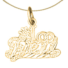 Sterling Silver #1 Friend Pendant (Rhodium or Yellow Gold-plated)