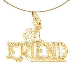 Sterling Silver #1 Friend Pendant (Rhodium or Yellow Gold-plated)