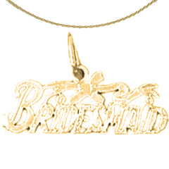 Sterling Silver Bridesmaid Pendant (Rhodium or Yellow Gold-plated)