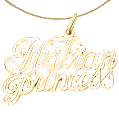 Sterling Silver Italian Princess Pendant (Rhodium or Yellow Gold-plated)