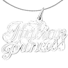 Sterling Silver Italian Princess Pendant (Rhodium or Yellow Gold-plated)