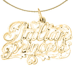 Sterling Silver Italian Princess Pendant (Rhodium or Yellow Gold-plated)