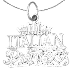 Sterling Silver Italian Princess Pendant (Rhodium or Yellow Gold-plated)