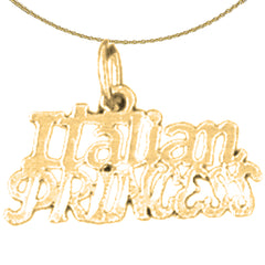 Sterling Silver Italian Princess Pendant (Rhodium or Yellow Gold-plated)