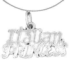 Sterling Silver Italian Princess Pendant (Rhodium or Yellow Gold-plated)