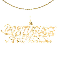 Sterling Silver Portuguese Princess Pendant (Rhodium or Yellow Gold-plated)