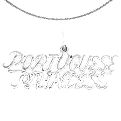 Sterling Silver Portuguese Princess Pendant (Rhodium or Yellow Gold-plated)