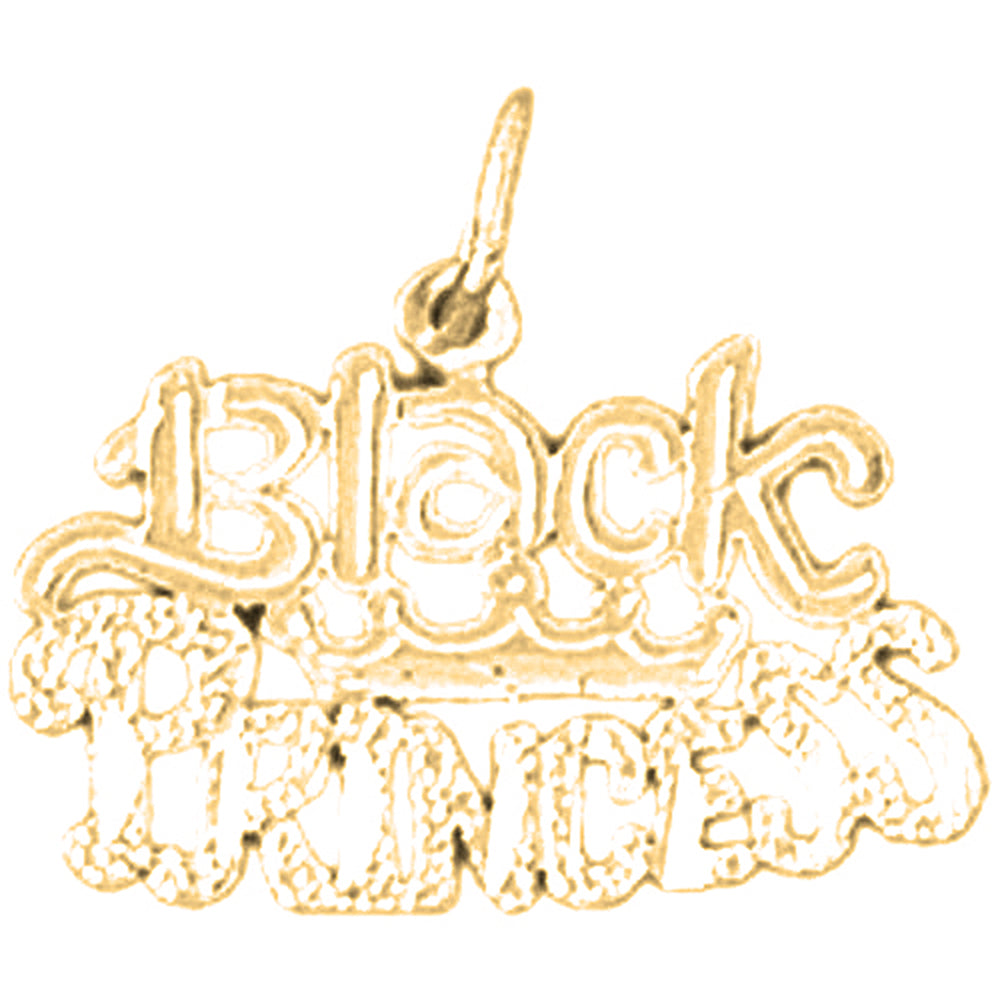 Yellow Gold-plated Silver Black Princess Pendant