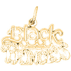 Yellow Gold-plated Silver Black Princess Pendant