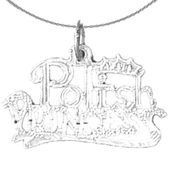 Sterling Silver Polish Princess Pendant (Rhodium or Yellow Gold-plated)