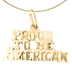 Sterling Silver Proud To Me American Pendant (Rhodium or Yellow Gold-plated)