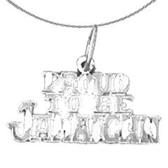 Sterling Silver Proud To Be Jamaican Pendant (Rhodium or Yellow Gold-plated)