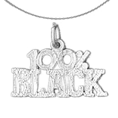 Sterling Silver 100% Black Pendant (Rhodium or Yellow Gold-plated)