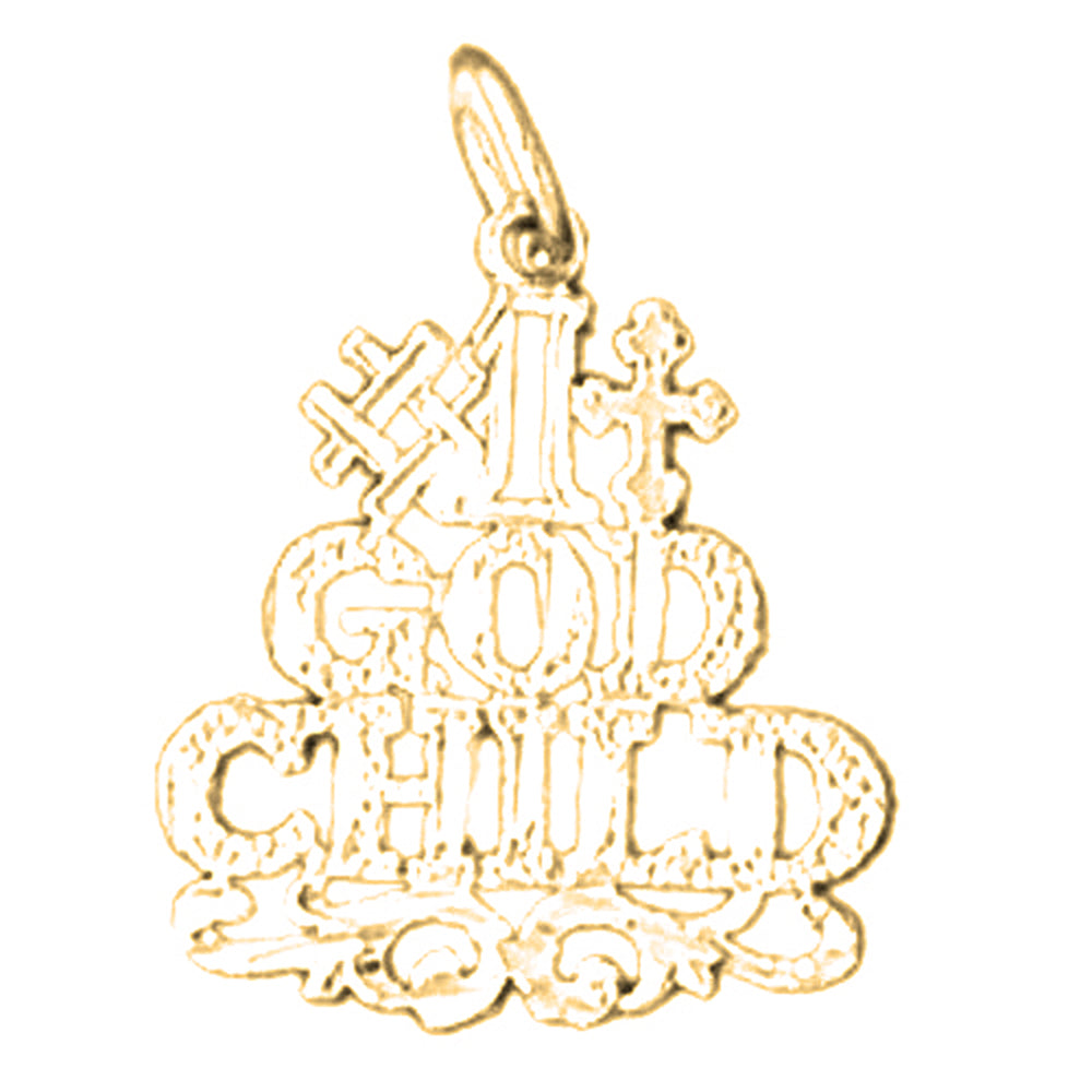 Yellow Gold-plated Silver Saying Pendant