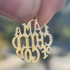 Sterling Silver I Am A Child of God Saying Pendant (Rhodium or Yellow Gold-plated)