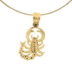 Sterling Silver Scorpion Pendant (Rhodium or Yellow Gold-plated)