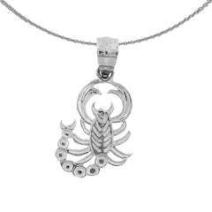 Sterling Silver Scorpion Pendant (Rhodium or Yellow Gold-plated)
