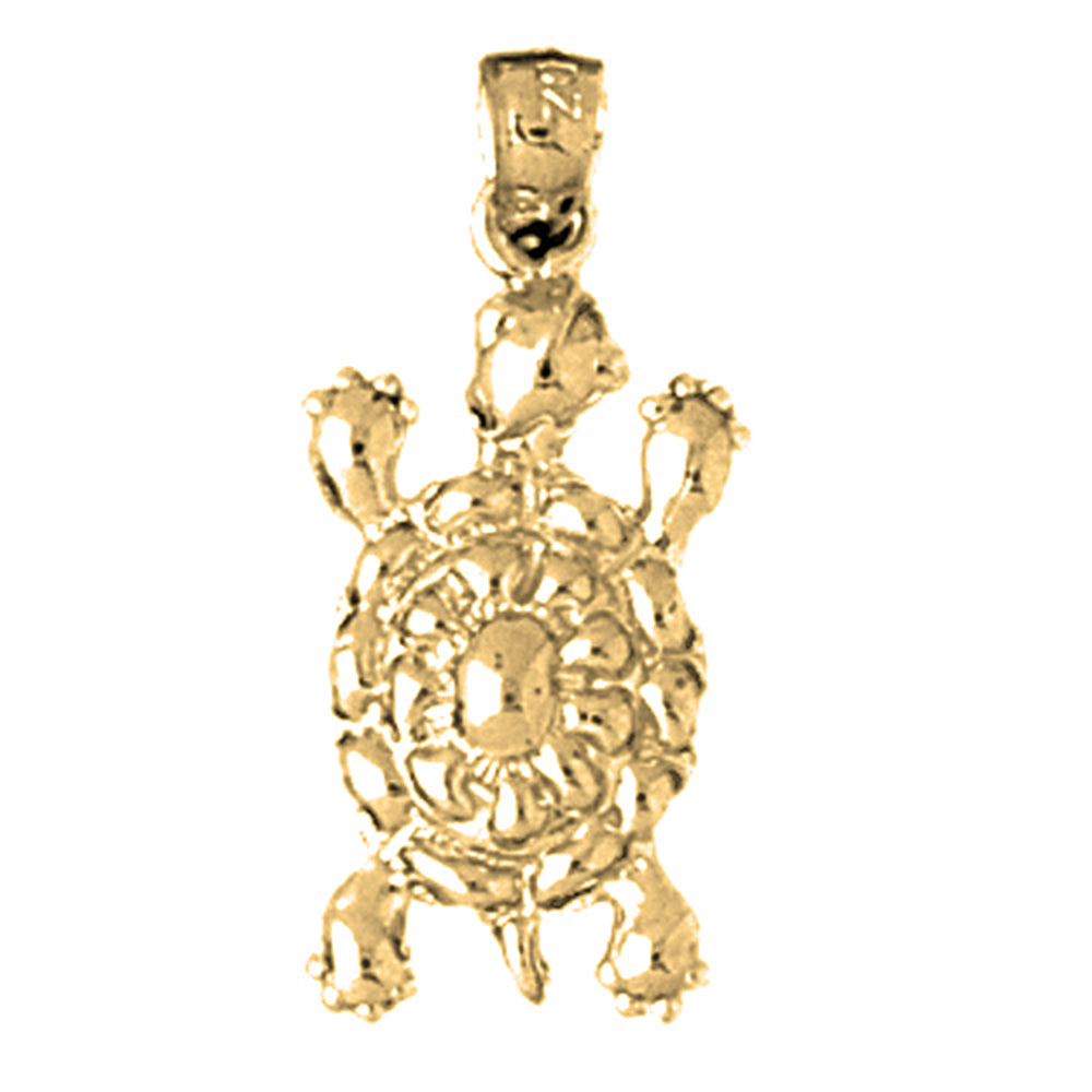 Yellow Gold-plated Silver Turtle Pendant