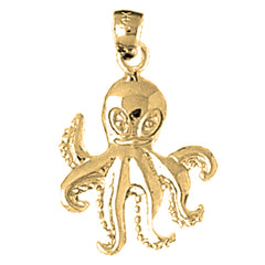 Yellow Gold-plated Silver Octopus Pendant