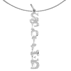 Anhänger mit Spruch aus Sterlingsilber (rhodiniert oder gelbvergoldet)